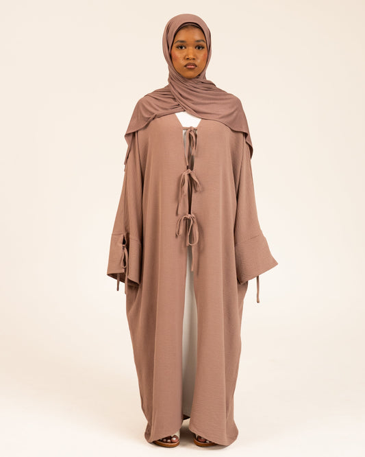 Open Tie Dress in Neutral Taupe