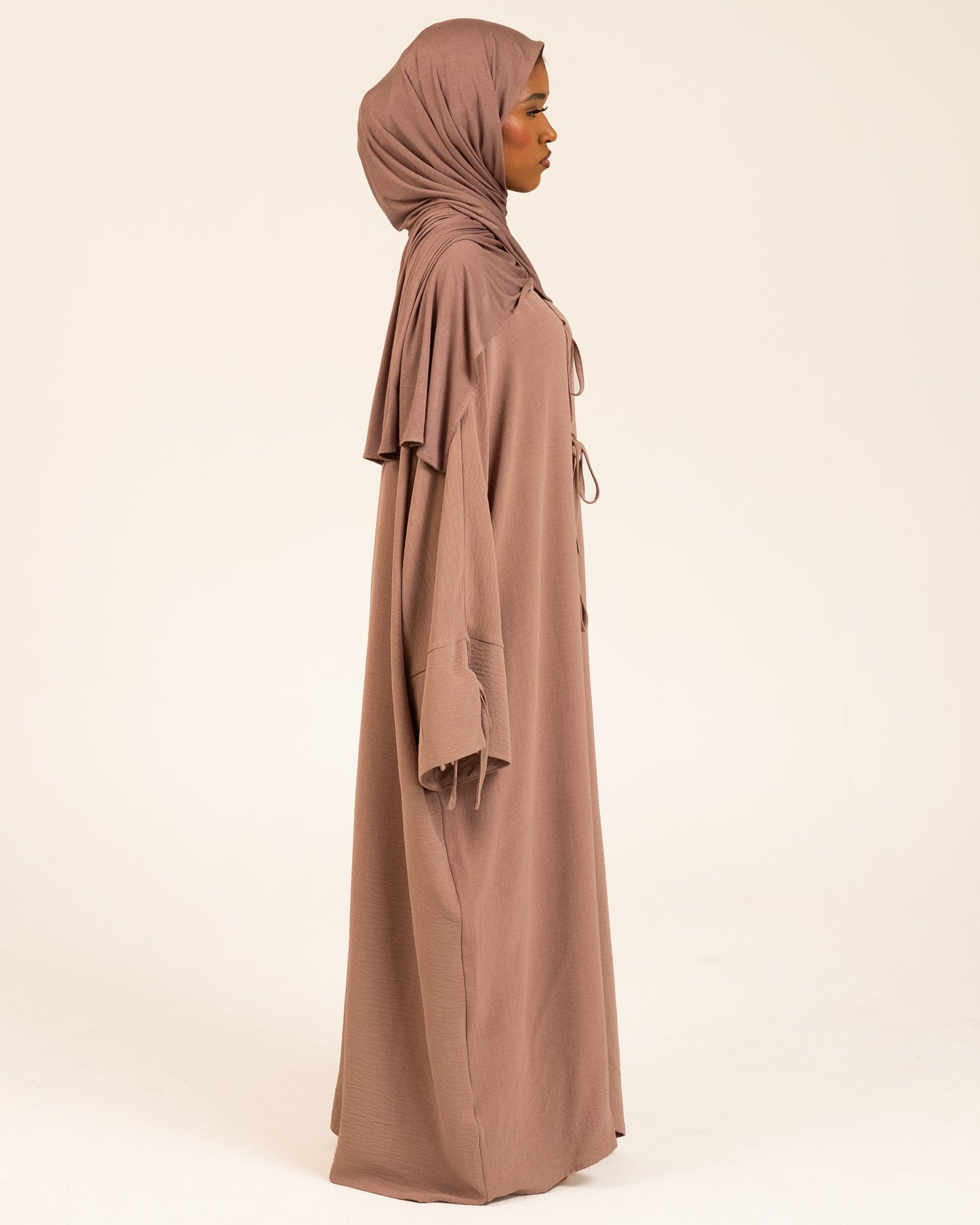 Open Tie Dress in Neutral Taupe