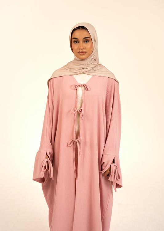 Open Tie Dress in Pink Peony