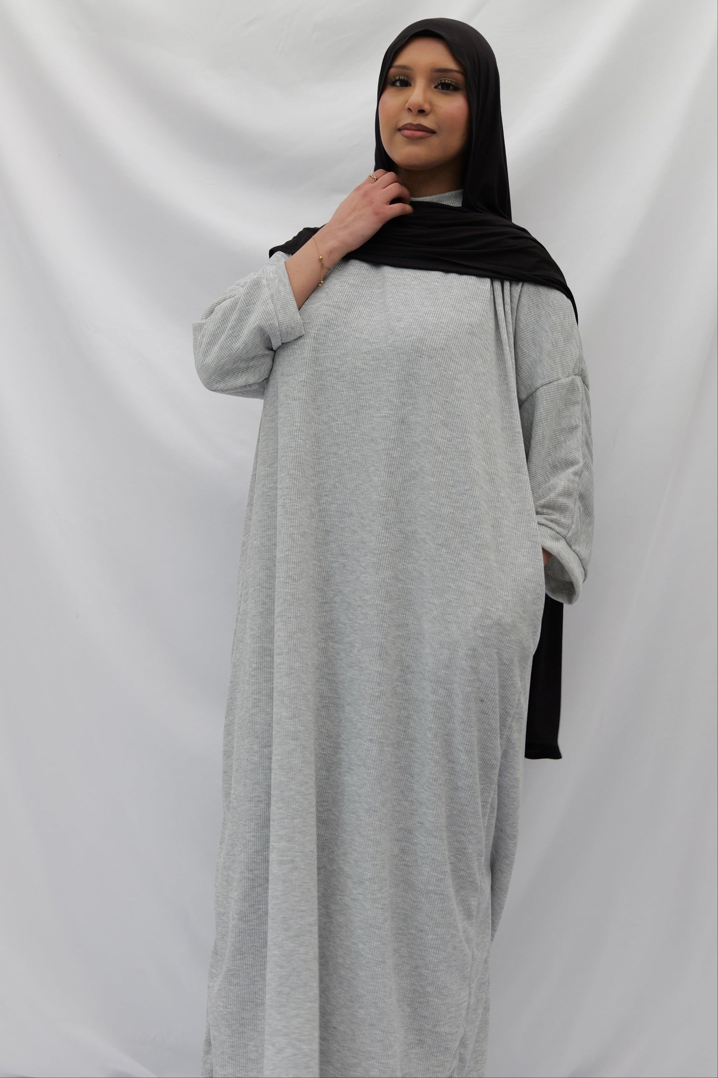 Ribbed Abaya with Pockets