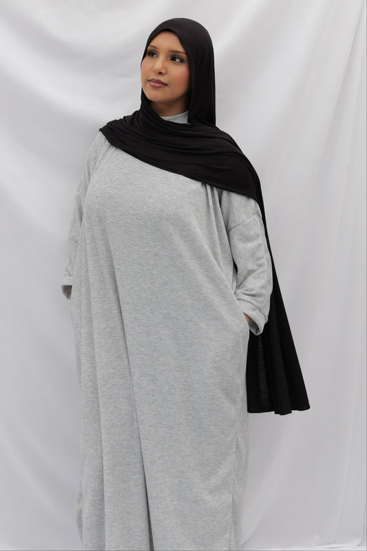 Ribbed Abaya with Pockets