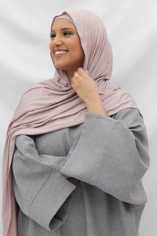 Built-in Magnets Premium Jersey Hijab in Lavender Taupe